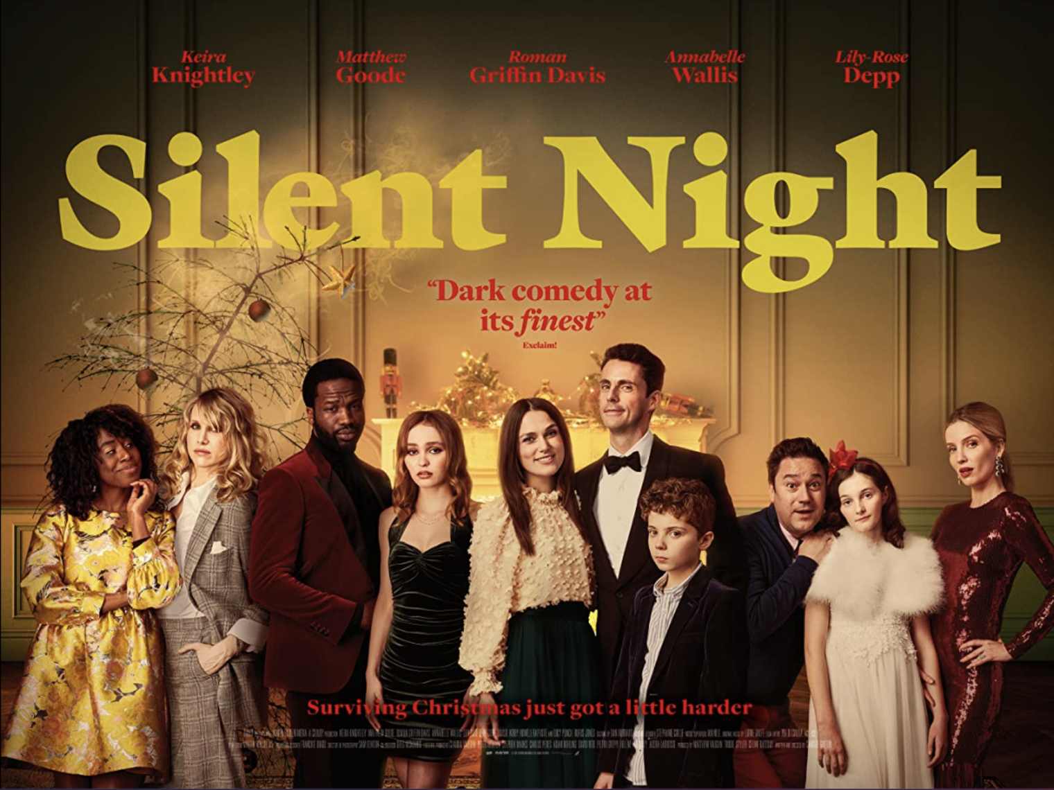 Sọpẹ́ Dìrísù stars in new black comedy 'Silent Night', in cinemas on Friday