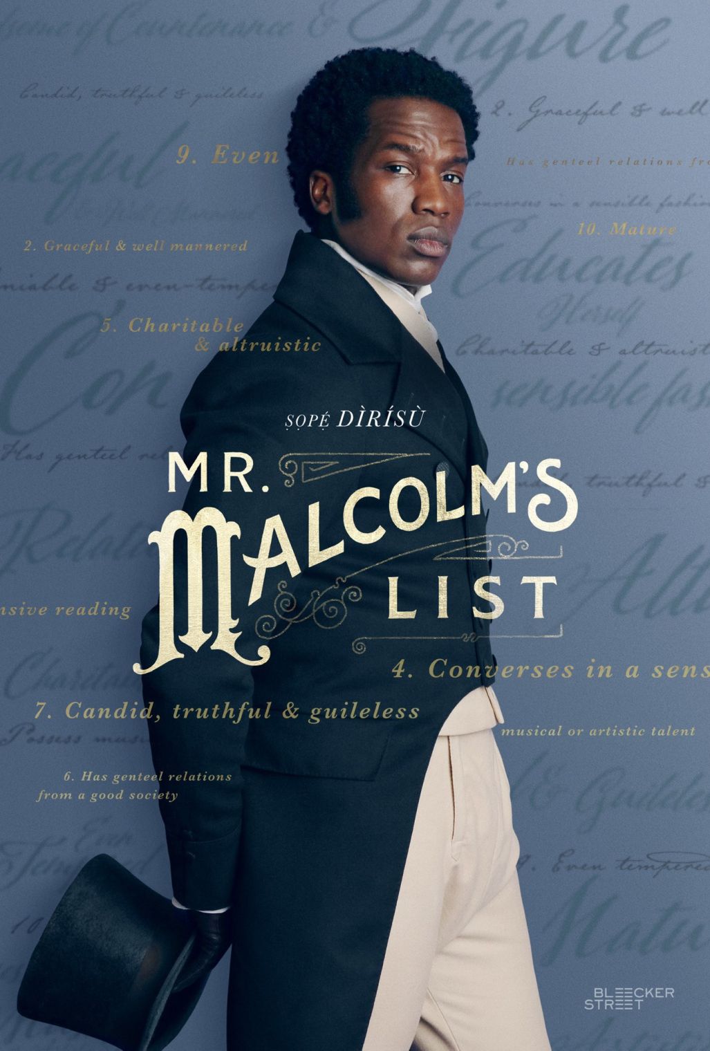 Sọpẹ́ Dìrísù stars in new Regency rom com Mr Malcolm’s List which is out in cinemas today. 