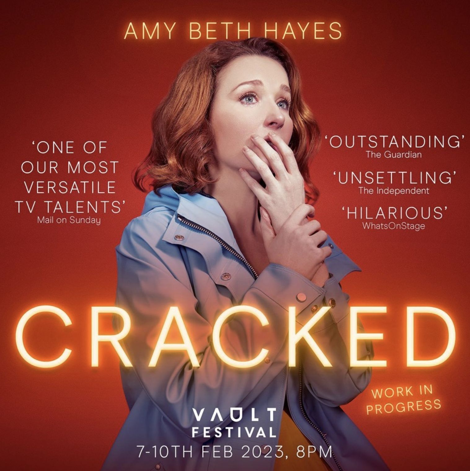 Amy Beth Hayes will be performing her debut play ‘Cracked’ at next year’s Vault Festival, from 7-10 Feb 2023. 