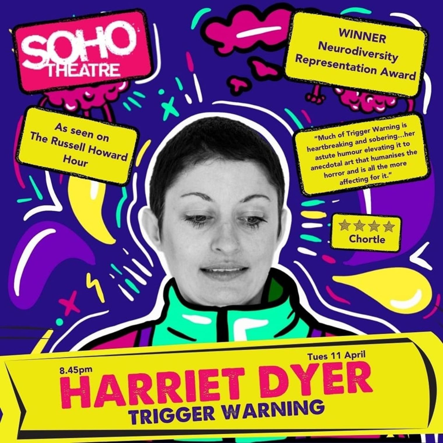 Catch Cornish comedian Harriet Dyer’s award-winning and “mesmerising” stand-up show ‘Trigger Warning’ at the Soho Theatre tonight