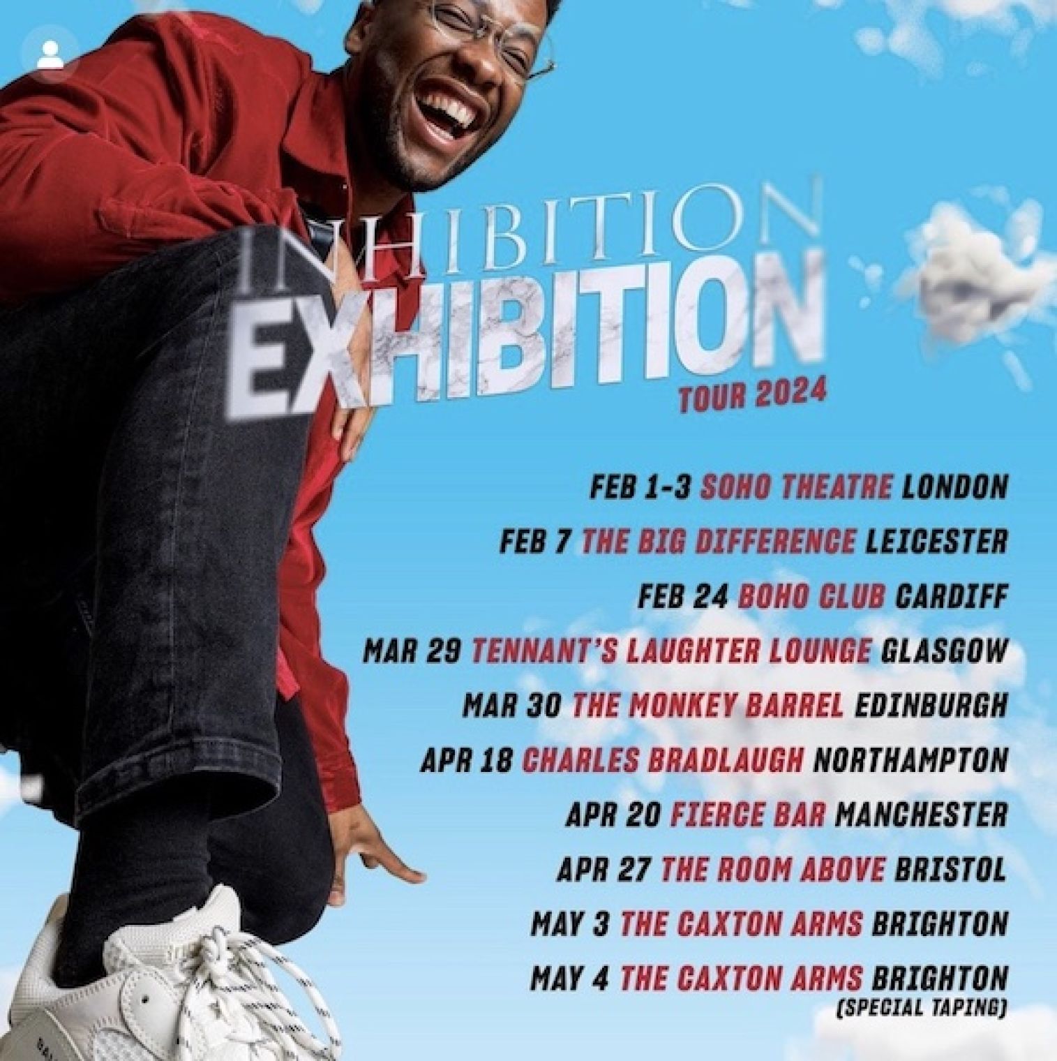 Tadiwa Mahlunge starts the UK tour of his show ‘Inhibition Exhibition’ tonight at London’s Soho Theatre