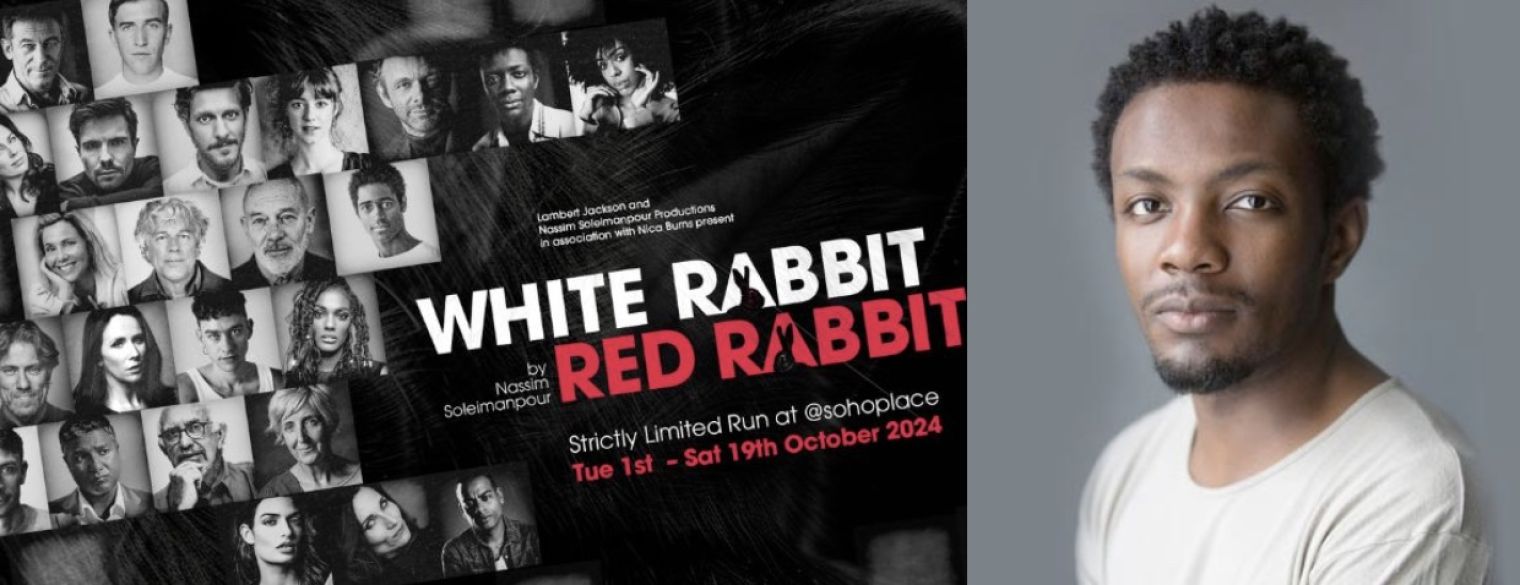 Omari Douglas stars in tonight's performance of ‘White Rabbit Red Rabbit’ at London’s @Soho Place