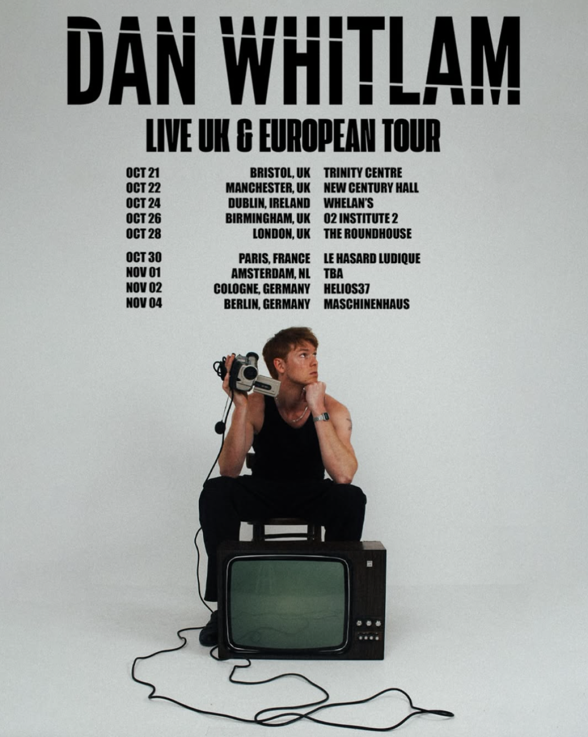Poet and rapper Dan Whitlam will be touring the UK & Europe in October & November with tickets going on sale at 10am today, Friday 2nd May