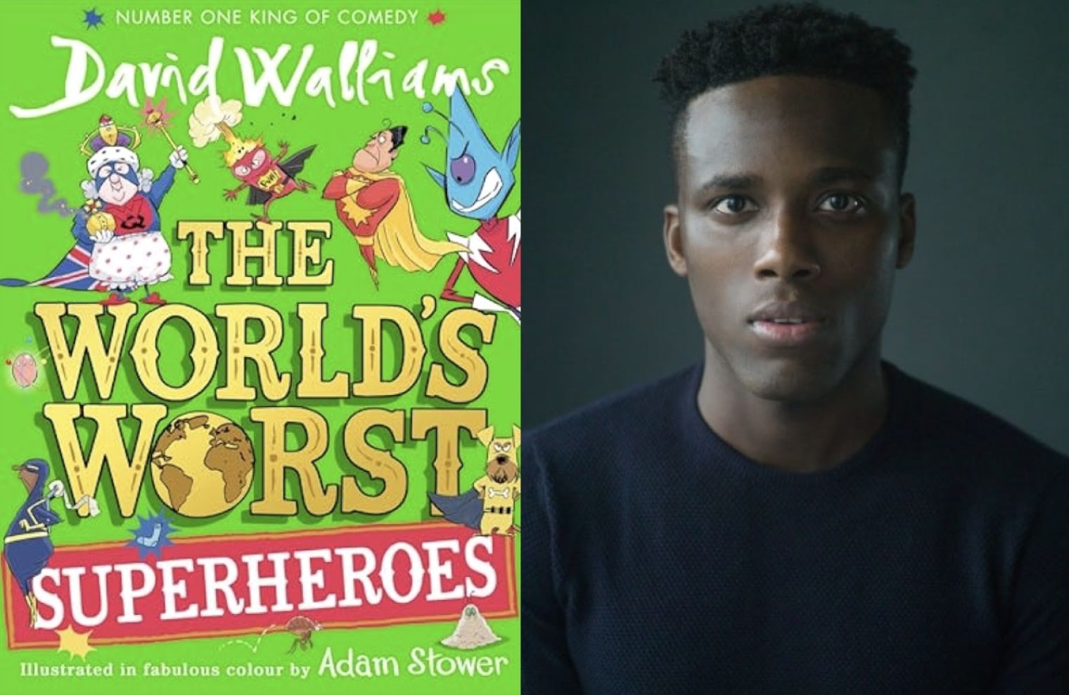 Bayo Gbadamosi voices multiple characters in the audio version of David Walliams’ new children’s book ‘The World’s Worst Superheroes’