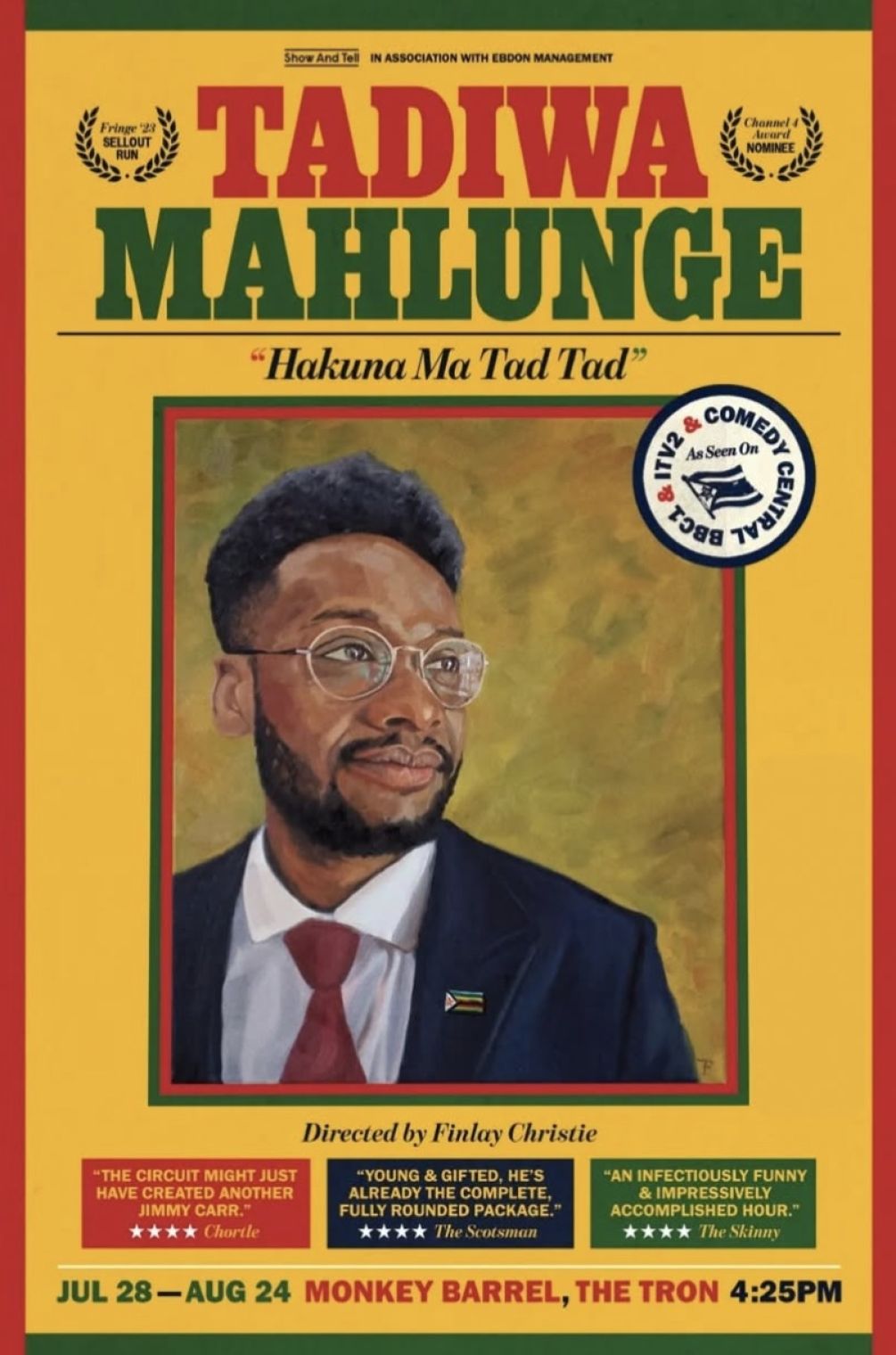 Tadiwa Mahlunge kicks off his Edinburgh Festival run this afternoon with his latest show ‘Hakuna Ma Tad Tad’